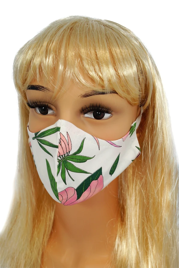 CV010 Многократни маски - Розови цветя - 100% памук - 2 бр.